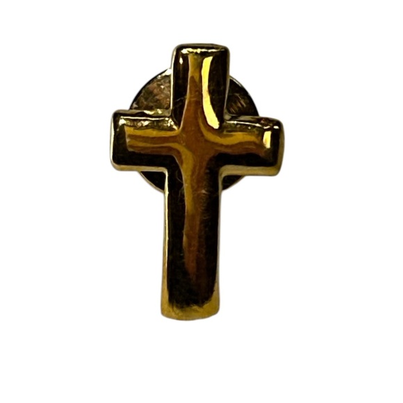 Gold Toned Cross Lapel Pin - Picture 1 of 3